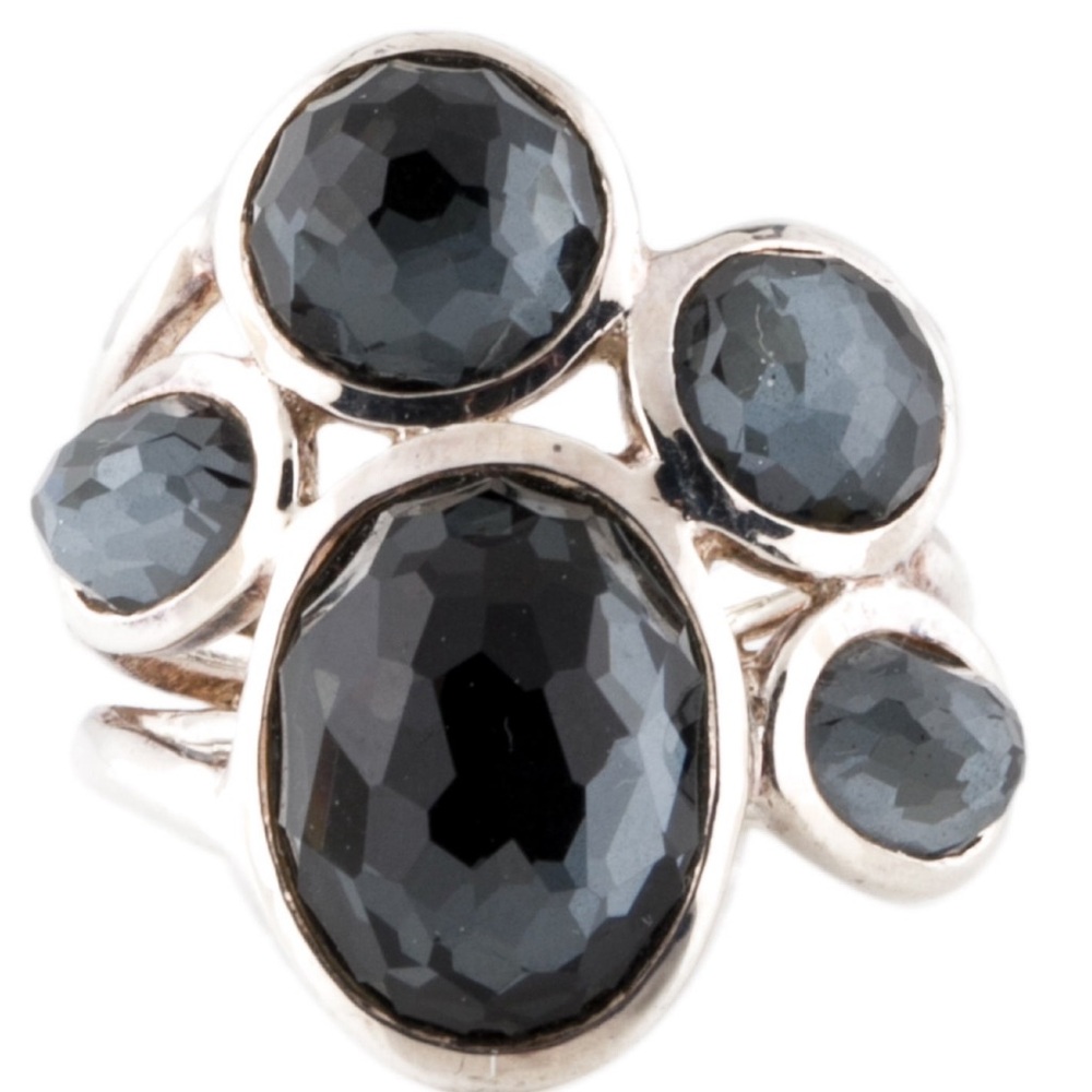 Ippolita Hematine & Quartz Doublet Wonderland Silver Cocktail Ring SZ:7 - Picture 3 of 4